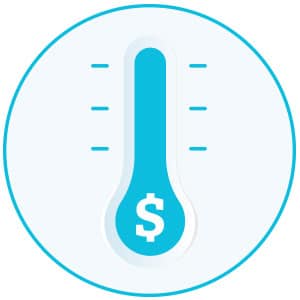 blue funding thermometer icon