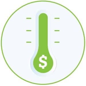 light green funding thermometer icon