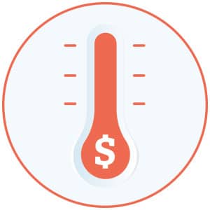 Red funding thermometer icon
