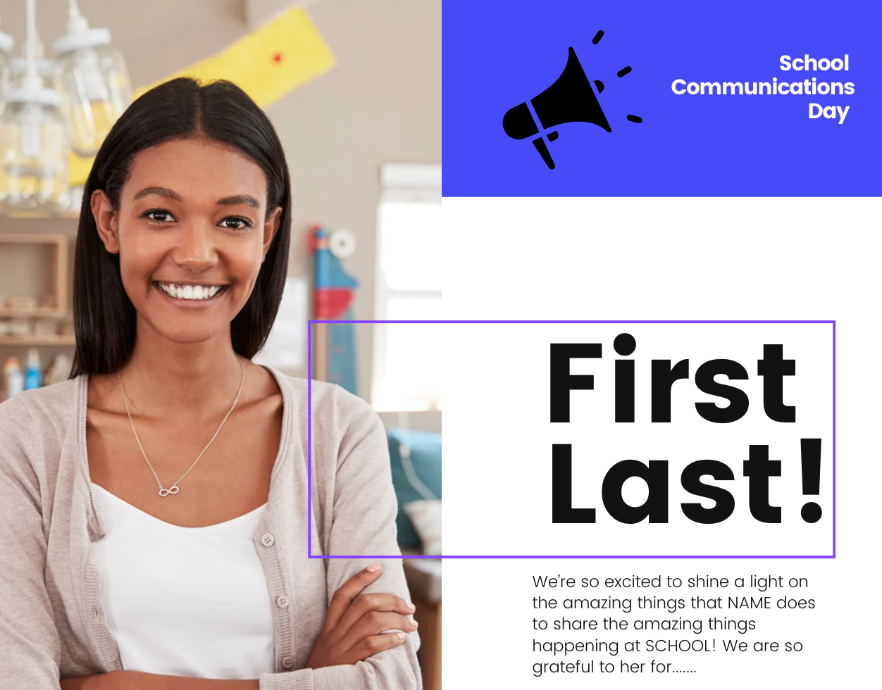 template example for schools to use on school communicators day for social media