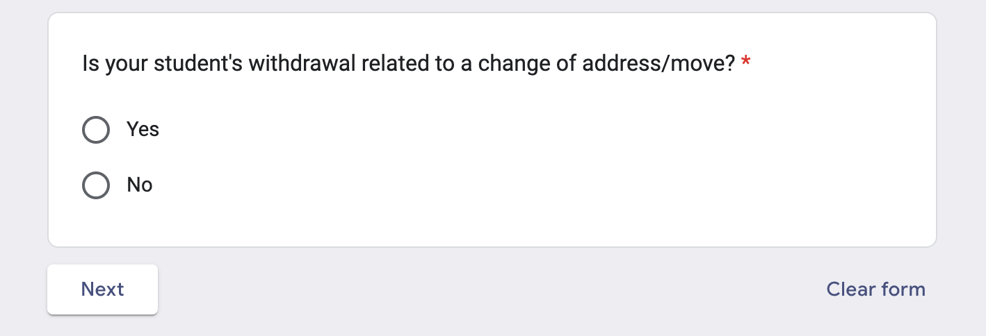 example of a form used for family exit interviews