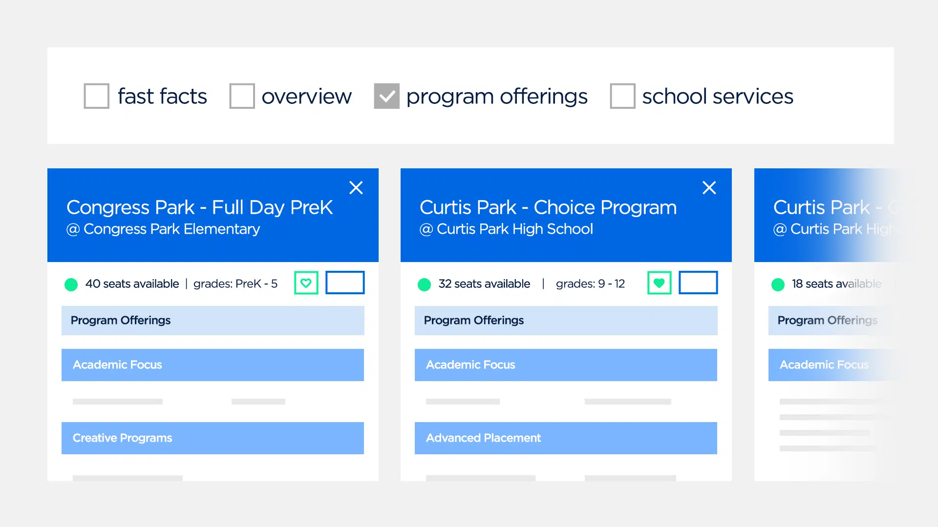 schoolfinder compare schools feature
