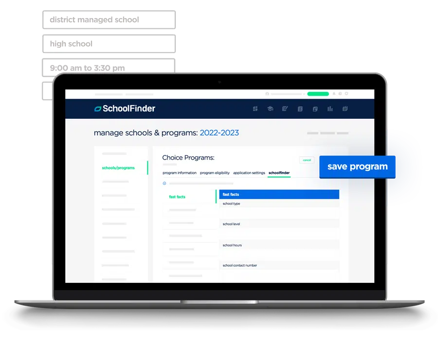 schoolfinder manage schools and programs feature